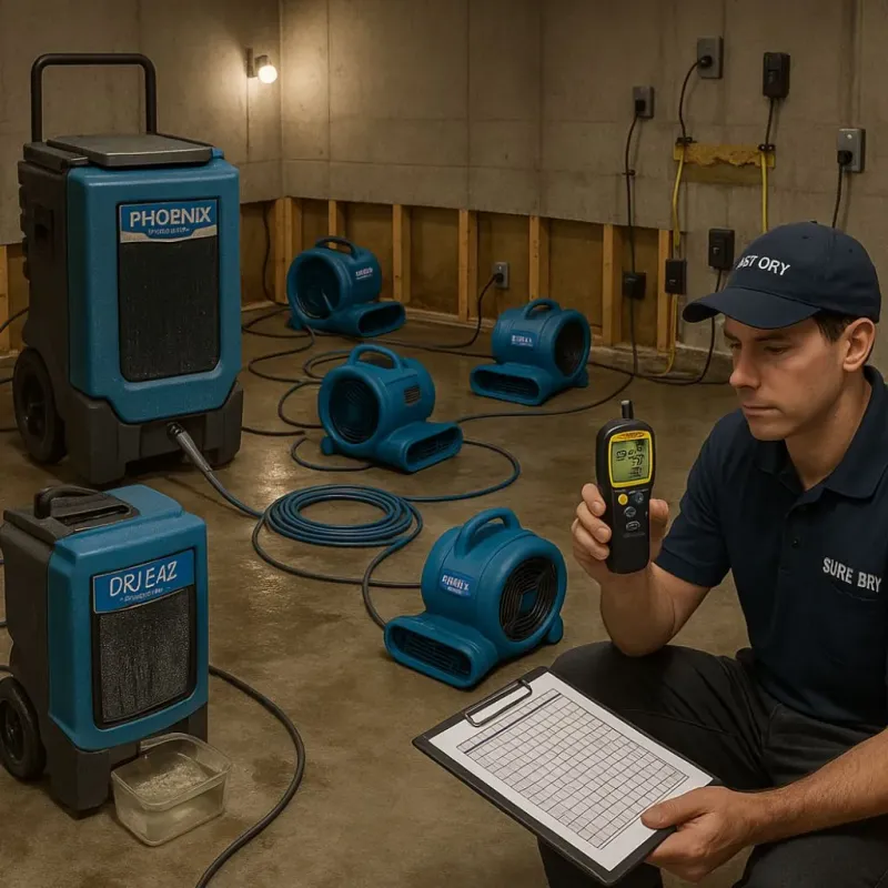 Structural Drying and Dehumidification process in Wilkinson Heights, SC